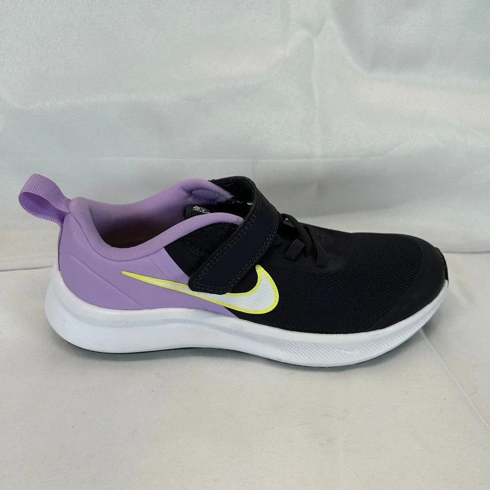 Nike Star Runner 3 Kids Size 2Y Black Purple Lemon Venom DA2777-500 Sneaker